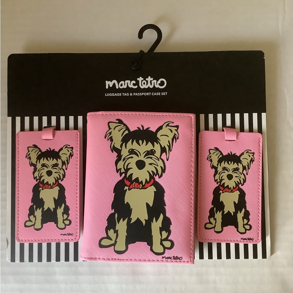 Marc Tetro Luggage Tag & Passport Case Set Yorkshire Terrier New